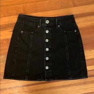 Black Button Up A Line AE Denim Skirt